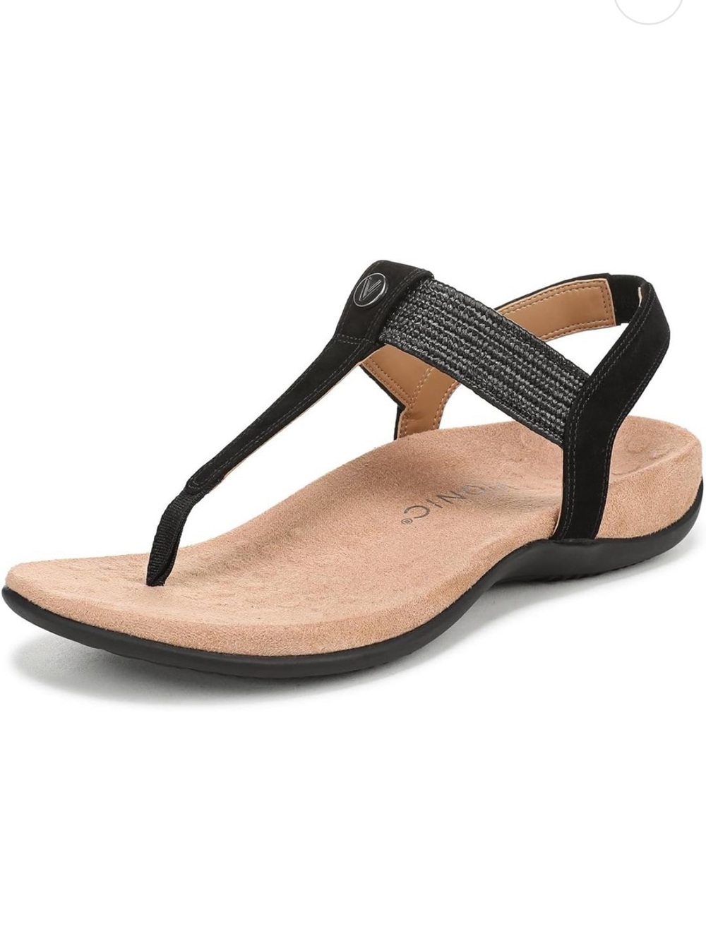 Vionic womens Brea Ankle Straps (11 Wide, Black Nbck Leather)